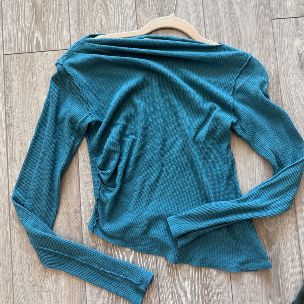 Teal Long Sleeve Ribbed Top - We The Free El Sol Layering Top M